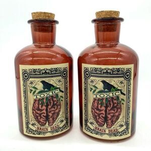 Halloween Decorative Amber Glass Potion Bottles Set